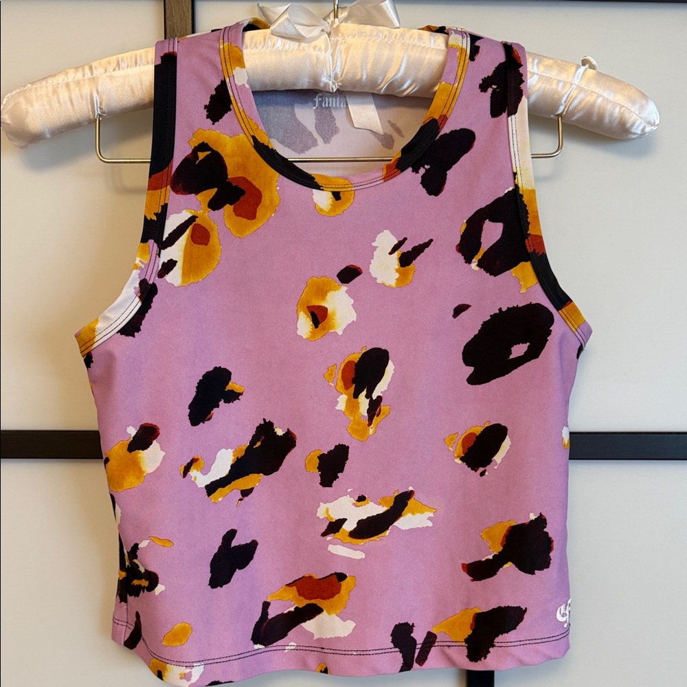 Twin Fantasy Purple Leopard Print Crop Tank Top Activewear Size XS